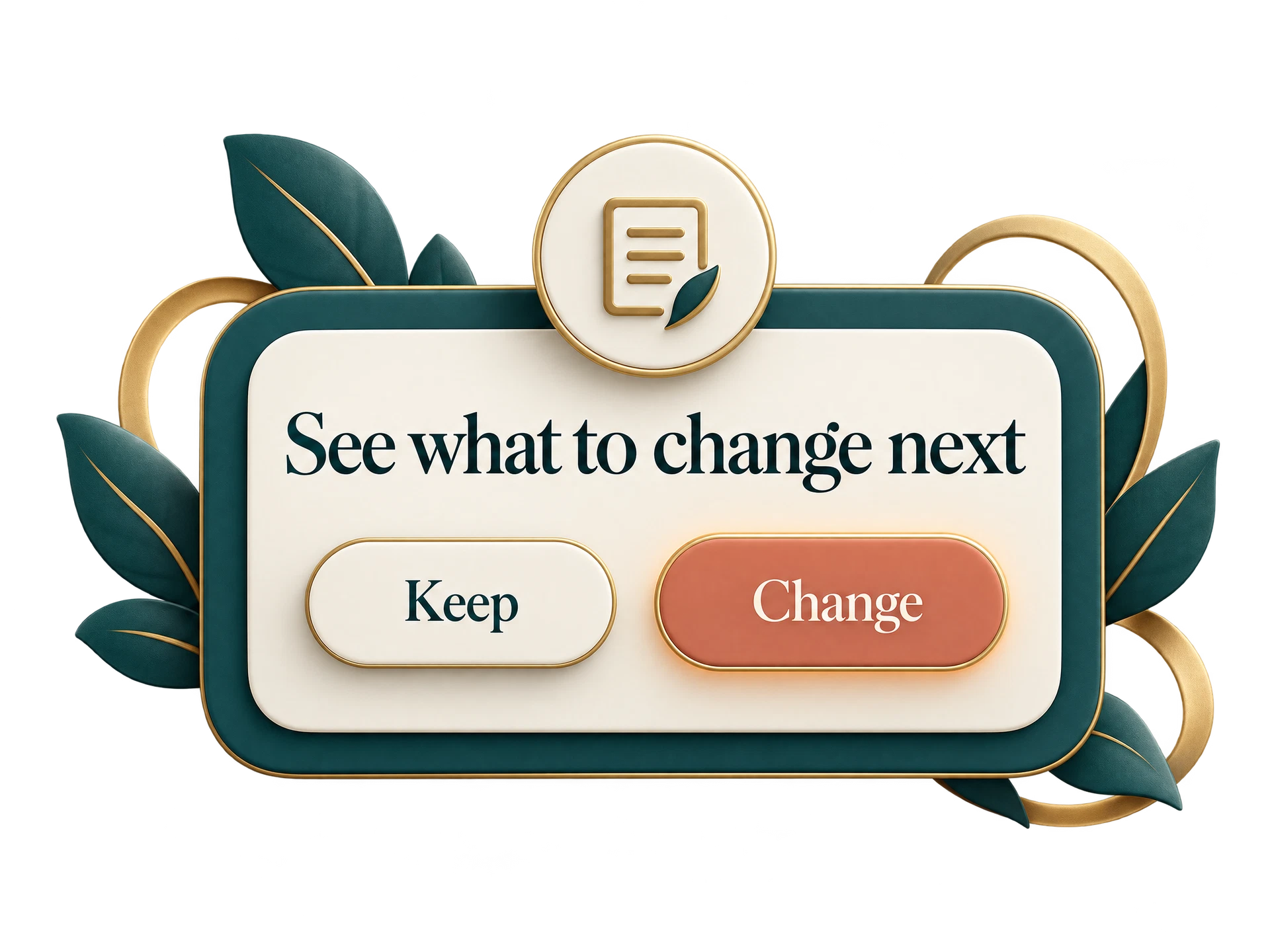 Concept graphic: a shared review with keep and change options, without a relationship score
